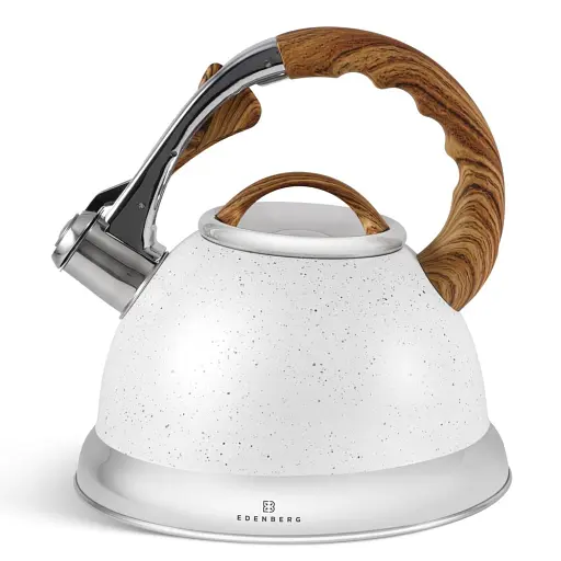 Чайник со свистком Edenberg EB-8852 с мраморным покрытием 3 л белый