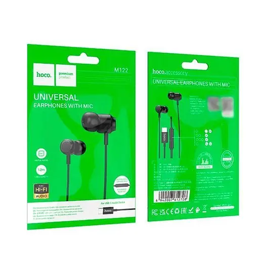 Проводные наушники Hoco M122 Power metal universal digital earphones with microphone Type-C, 1.2m, black - фото 4