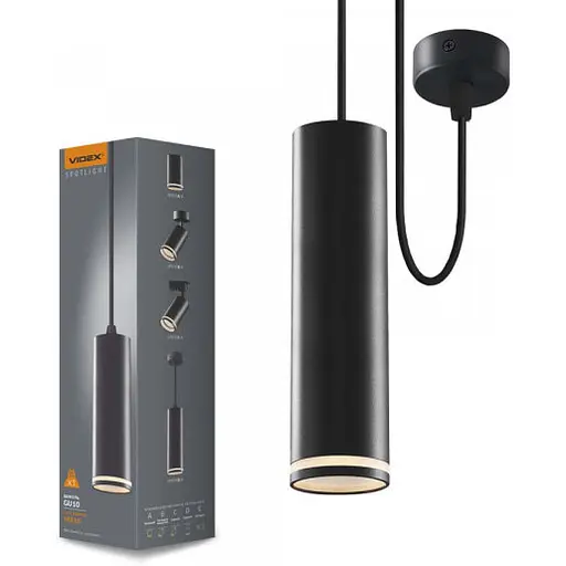 Світильник Videx під лампу GU10 SPF05D підвісний чорний - фото 1