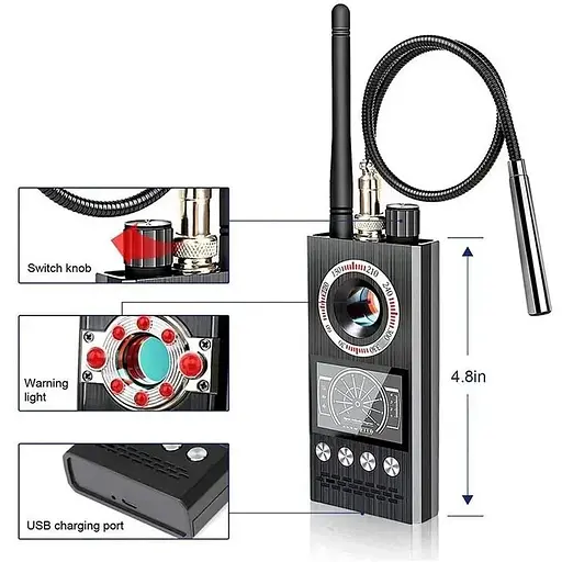 Устройство для обнаружения скрытых камер Protect K-68 детектор жучков, индикатор прослушки - фото 2