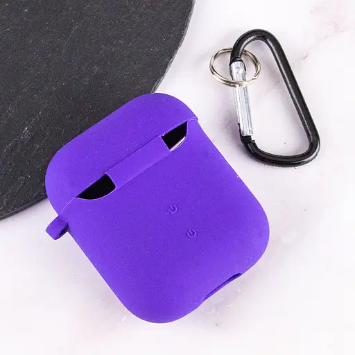 Силіконовий футляр з мікрофіброю для навушників Airpods 1/2 Фіолетовий / Ultra Violet - фото 4