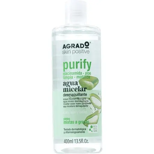 Вода мицеллярная Agrado Purify Micellar Makeup Remover Water для снятия макияжа с алоэ вера 400 мл