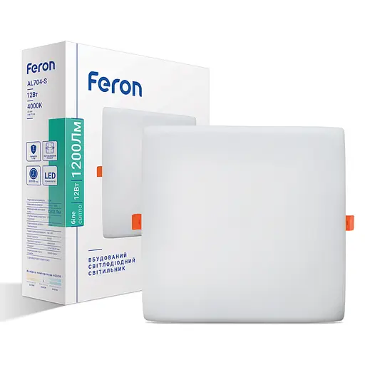Світлодіодний вбудований світильник Feron AL704-S 12Вт 4000K білий - фото 1