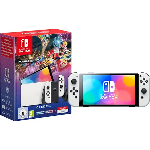 Портативная игровая консоль Nintendo Switch OLED with White Joy-Con + Mario Kart 8 Deluxe [131610]