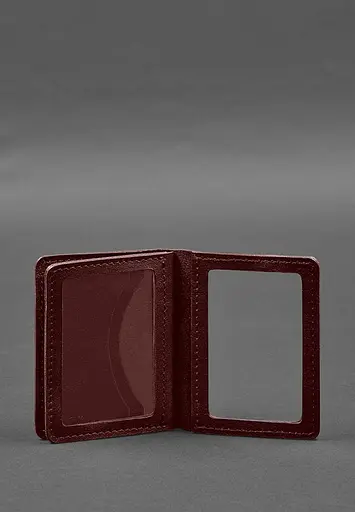 Кожаная обложка для водительского удостоверения, ID и пластиковых карт 2.0 бордовая - фото 4