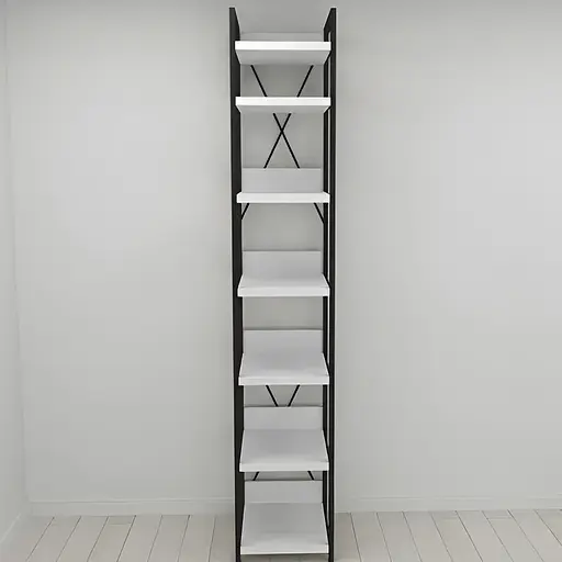 Шкаф Гардероб Уни секция 4 серии Конект Ferrum-decor 220x40x50см Черный металл ДСП Белый 32 мм (FRD-104547)