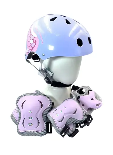 Комплект детский шлем и защита Yongkang GB24429-2009 S (5-9 л) фиолетовый крылья (G0001963) - фото 1