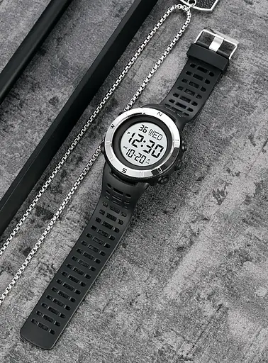 Чоловічий спортивний годинник Skmei 2015 (Чорний з білим циферблатом S) - фото 7