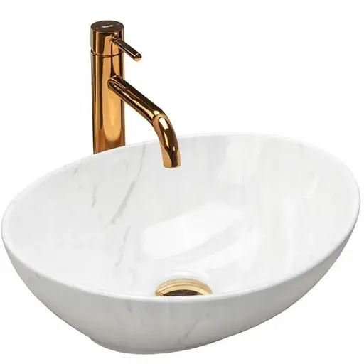 Умивальник Rea Sofia calala marmur накладний REA-U6598, Білий - фото 1