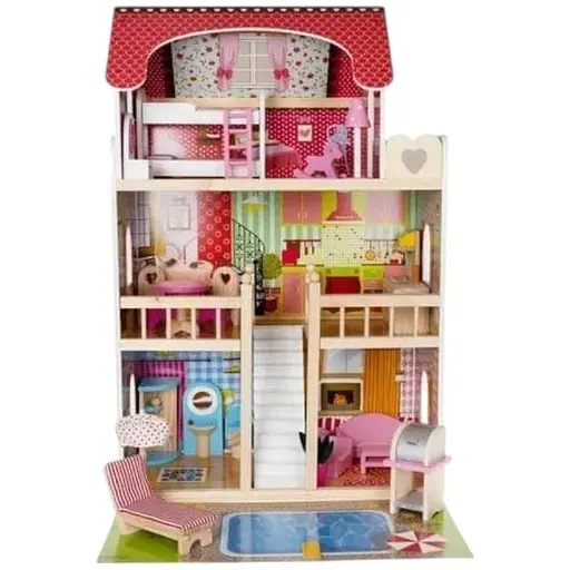 Домик-вилла кукольный Kinderkraft D11251 деревянный с бассейном - фото 1