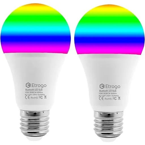 Etrogo Intelligent E27 RGBCW Світлодіодні лампи Bluetooth-з'єднання Кілька кольорів Керування програмою 10 Вт Синхронізація музики