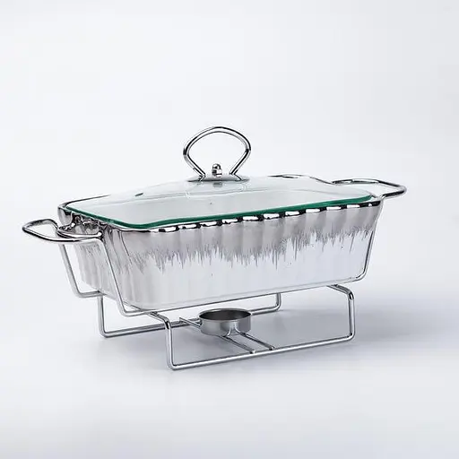 Марміт настільний прямокутний Yiwu HP1019 скляний скляний посуд з підігрівом 33см - фото 3