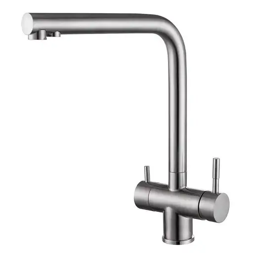 Смеситель для кухни на две воды Zerix LUX-021 нержавеющая сталь ZX4872 Нержавеющая сталь - фото 1