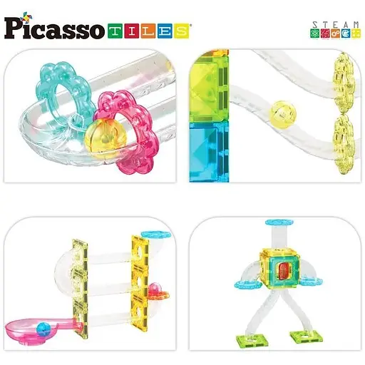 Конструктор Picasso магнитный Tiles Mini Diamond Marble Run Track Set 60 деталей (817338028299) - фото 5