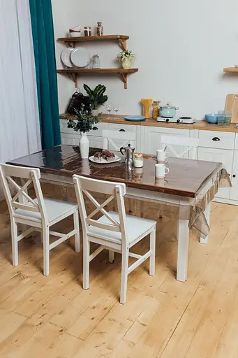 Скатертина силіконова з коричневою стразовою стрічкою 230х150 см - фото 3