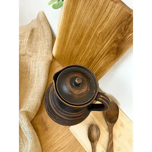 Глек 2.5 літра керамічний (глиняний) різьблений з ручкою декор - фото 8