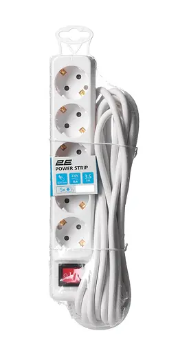 Сетевой фильтр 5XSchuko с выключателем, 3G*1,5 мм, 5 м, белый (2E-U05ES15M5) - фото 2