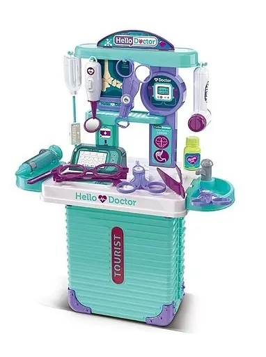 Набор доктора 008-305 чемодан, монитор, зеркало, очки, шприц, капельница, в коробке (6975434401690) - фото 1