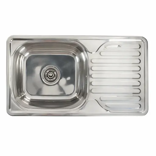 Кухонна мийка з нержавіючої сталі Platinum поліровка 7642 (0,8/180 мм), R, Polish - фото 6