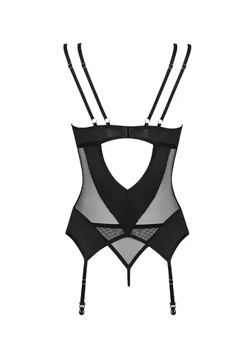 Корсет та стрінги Obsessive Nesari XL/2XL (чорний) - фото 6