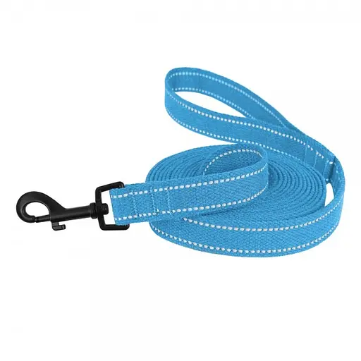 Поводок для собак Barksi Сotton с карабином квадратное ушко 200x2 см голубой - фото 2
