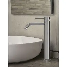 Смеситель для раковины высокий Paffoni Light без донного клапана steel LIG081ST, Нержавеющая сталь - фото 3