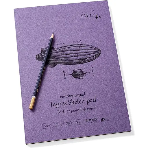 Блокнот-склейка для ескізів SM-LT Art Authentic (Ingres) А4 130г/м2 30л білий папір з додаванням бавовни - фото 2