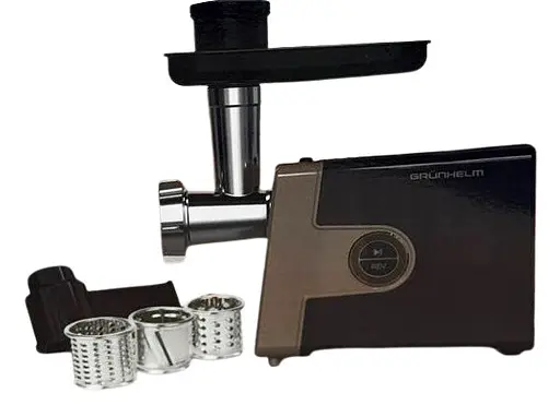 Электрическая мясорубка Grunhelm AMG181SS насадки для шинковки и колбас 1800 Вт Черный - фото 1