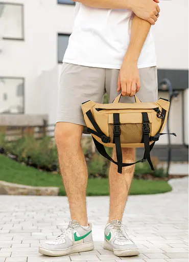 Большая мужская сумка бананка Sambag DynamicDart бежевая 38 × 21 × 7 см (80411026m) - фото 5