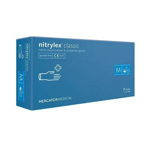 Рукавички Меркатор Медікаль Nitrilex Basic   нітрилові оглядові нестерильні неприпудрені сині 100шт/уп M 