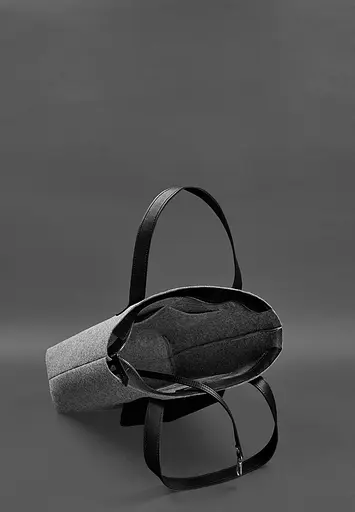 Фетрова жіноча сумка Шоппер D.D. з шкіряними чорними вставками - фото 6