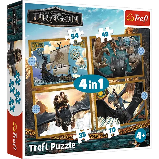 Пазл 4 в 1 Як приборкати дракона. Дні Дракона - 207 шт. TREFL 34678