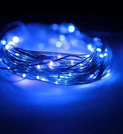 Светодиодная гирлянда нить капля росы 4.5м 50led батарейки Blue - фото 2