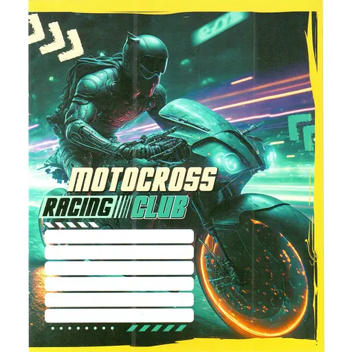 Зошит учнівський "Мотокрос" Leader 012-500103K-5 в клітинку, 12 аркушів (959050) - фото 1