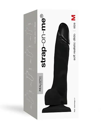 Реалістичний фалоімітатор Strap-On-Me SOFT REALISTIC DILDO Black - Size M - фото 3
