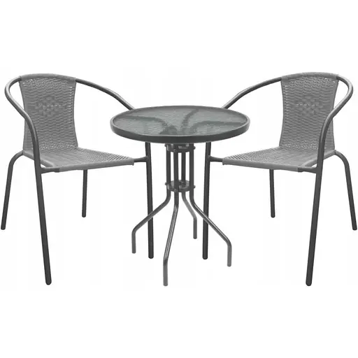 Садові меблі Chomik Bistro стіл та 2 стільці сірий - фото 3