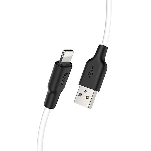 Кабель Hoco X21 Plus Silicone Lightning 2.4A/0.25 м чорний-червоний - фото 1