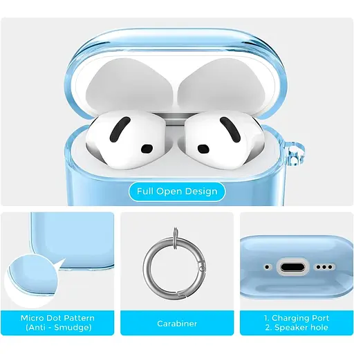 Чехол AhaStyle Transparent TPU Silicone Case для AirPods 4 Blue [133820] - фото 3