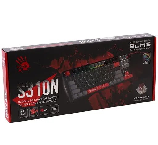 Клавиатура Bloody A4Tech S310N USB (Energy Red) Black (S310N (Energy Red)) - фото 7