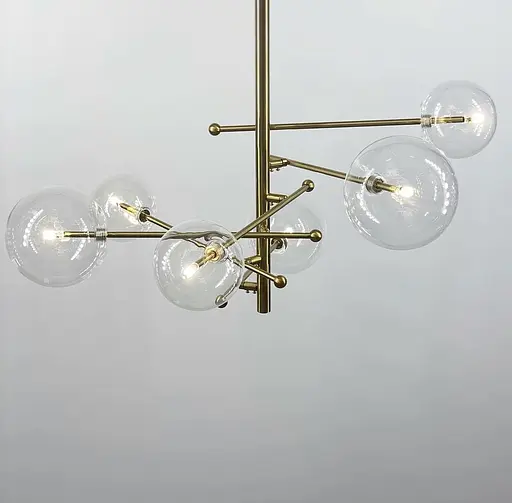 Люстра в корпусі метал кольору латунь на 6 або 8 прозорих плафонів | Арт. Y 8828 | Line F - фото 8