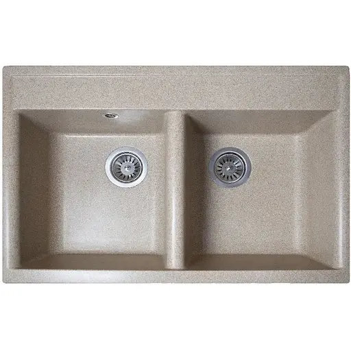 Гранітна кухонна мийка Romzha Valuri 78-2D Piesok (301) з двома чашами - фото 1