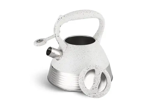 Якісний металевий чайник із свистком Edenberg EB-8827 із нержавіючої сталі для газової плити білий - фото 3