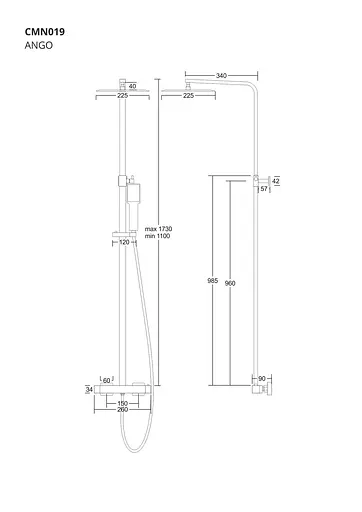 Душова система Corsan Ango black mat з термостатом CMN019, Чорний матовий - фото 2