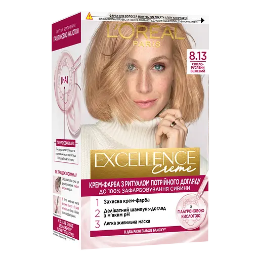 Краска для волос L'Oreal Paris Excellence Creme тон 8.13 светло-русый бежевый 176 мл (A9950800)