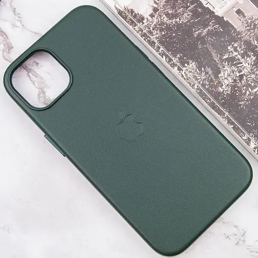 Шкіряний чохол Leather Case (AAA) with MagSafe and Animation для Apple iPhone 13 (6.1) Sequoia Green - фото 4