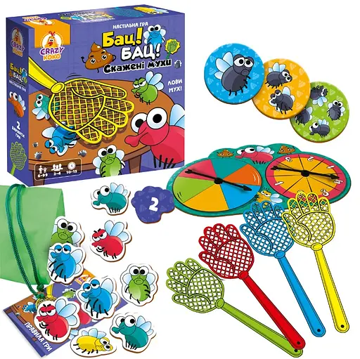 Гра настільна Vladi Toys, розважальна, Бац! Бац! Скажені мухи, VT8055-37