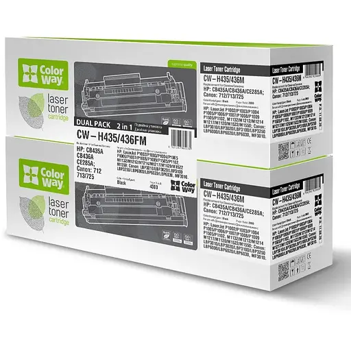 Картридж HP 35A/36A (CB435A/CB436A), Black, LJ P1005/P1006/P1505, 1500 стор, ColorWay, Dual Pack (CW-H435/436FM)