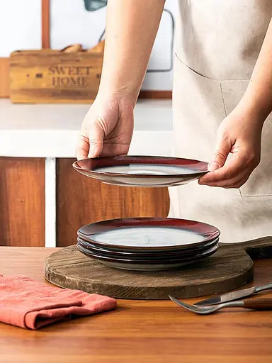 Домашні десертні тарілки Henten, порцеляна, тарілка для торта з 4 предметів, барвистий діаметр 20 см, плоска тарілка для сніданку/ - фото 2