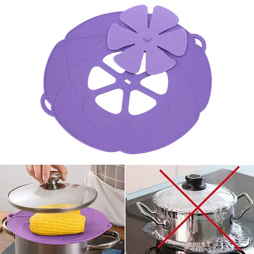 Силіконова кришка шумівка невикипайка непроливайка для каструлі, сковороди Ø 29 см, Yu Xin Бузковий 87800 - фото 2