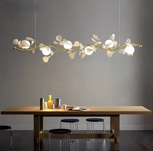 Підвісна видовжена люстра у флористичному мотиві | Арт. D 7370 L GD | Line F - фото 6